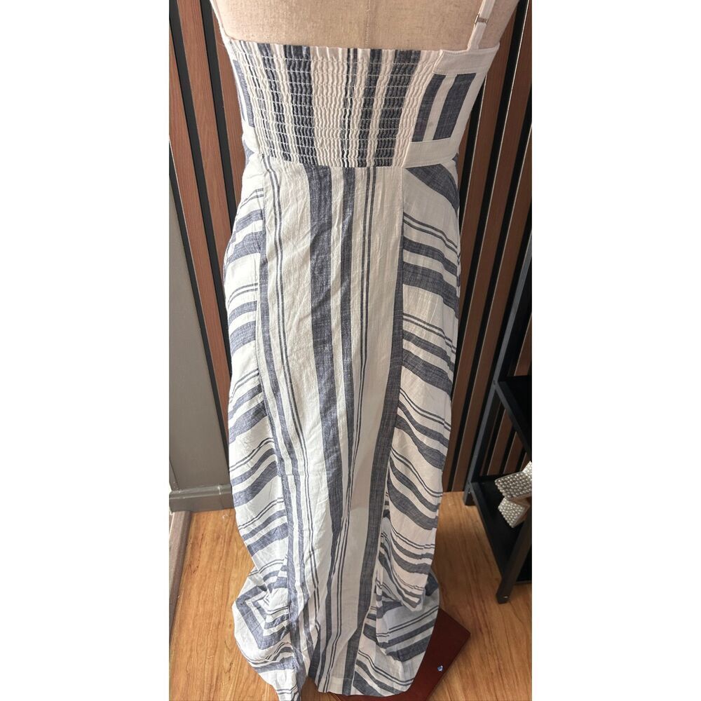 Athleta Stripe Sleeveless  Back Maxi Dress Blue white Size 2 with pockets - Picture 5 of 7